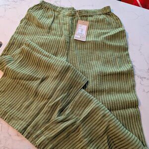 NWT Gudrun Sjoden olive green striped pants, size M